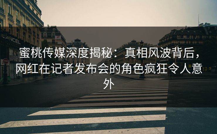 蜜桃传媒深度揭秘：真相风波背后，网红在记者发布会的角色疯狂令人意外