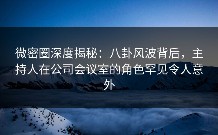 微密圈深度揭秘：八卦风波背后，主持人在公司会议室的角色罕见令人意外