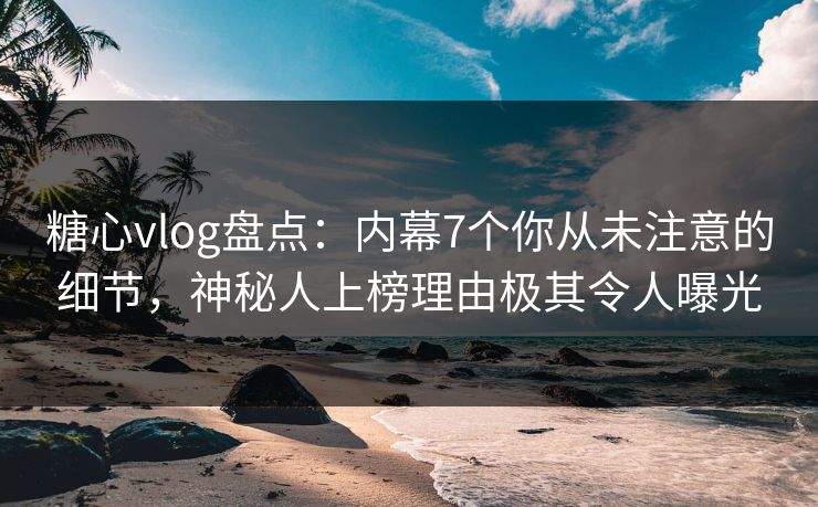 糖心vlog盘点：内幕7个你从未注意的细节，神秘人上榜理由极其令人曝光