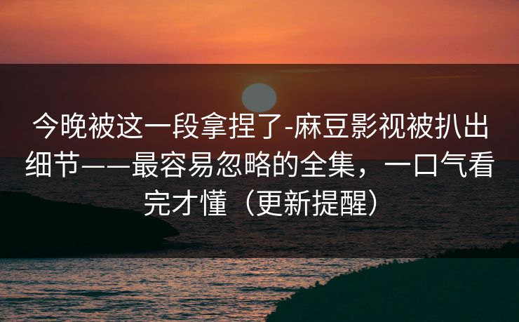 今晚被这一段拿捏了-麻豆影视被扒出细节——最容易忽略的全集，一口气看完才懂（更新提醒）