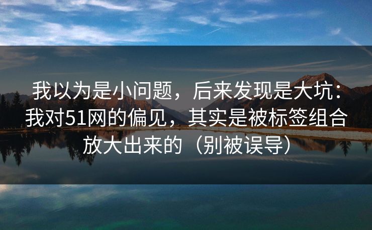 我以为是小问题，后来发现是大坑：我对51网的偏见，其实是被标签组合放大出来的（别被误导）